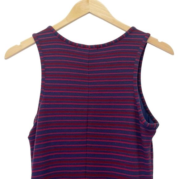 Marine Layer Lexi Rib Daytime Midi Tank Dress Cabernet Navy Stripe Size Large - Picture 8 of 14
